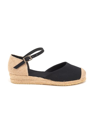 Star Tombis Gerçek Elişi Hasır Jüt Bantlı Günlük Kadın Espadril Handmade Siyah