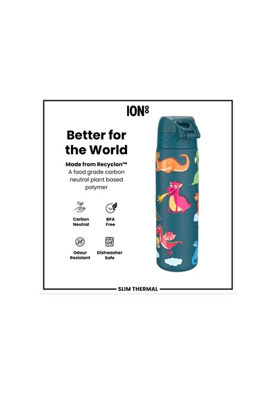 Ion8 - İnce Su Termosu - Ejderhalar - 500 Ml - Sızdırmaz Çok Renkli