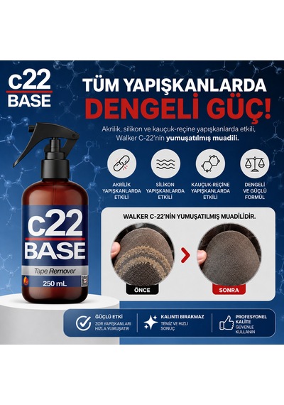 C22 Base - 250 Ml Standart Protez Saç Bant Sökücüsü Temizleyicisi