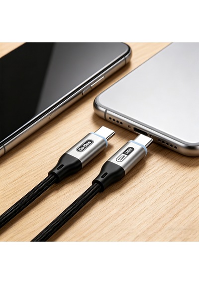 Go Des Gd-uc685 Type-c To Type-c Örgü Tasarım Hızlı Şarj Özellikli Data&şarj Kablosu 140w 1.8m Siyah