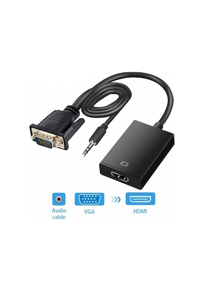 Triline Vga To Hdmi Adaptör Çevirici Görüntü Ve Ses Aktarımı