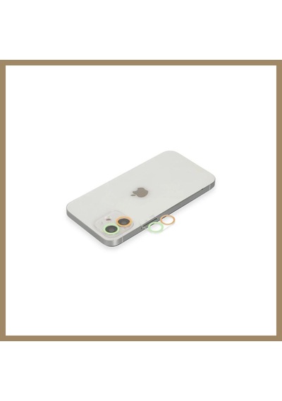 Bezos İphone 12 Mini Uyumlu Renkli Kamera Lens Koruma Cam - Turuncu-yeşil 22