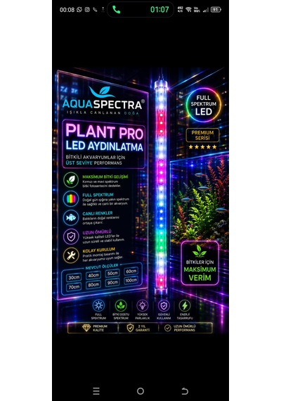 Aqua Spectra Full Spectrum Akvaryum & Dekor Led Aydınlatma 80cm