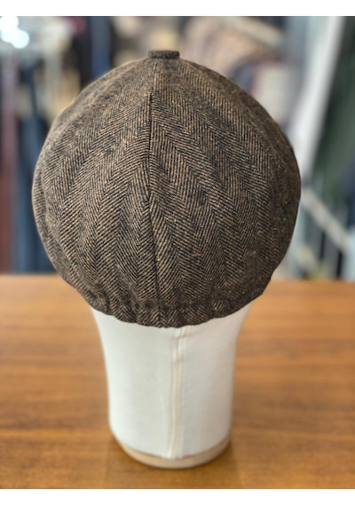Hamze Peaky Blinders Tarz İngiliz Model Balıksırtı Desen Kaşe Kumaş Kasket Şapka Kırmızı Kahverengi