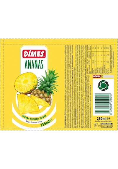 Dimes Ananas Aromalı İçecek 250 Ml X 12 Adet