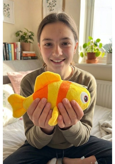 Yeşil-mavi Sevimli Balık Peluş Oyuncak 20 Cm - Yumuşak Dokulu Uyku Arkadaşı Çocuk Bebek Hediye Turuncu