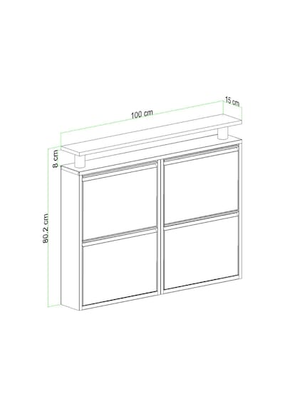 Evdemo Raflı 4 Kapaklı Metal Ayakkabılık Antrasit