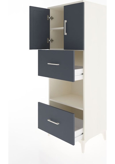 Hyperion Dolap 3 Raflı 2 Çekmeceli 2 Kapaklı 60x44x163 Aytaşı-antrasit Aytası