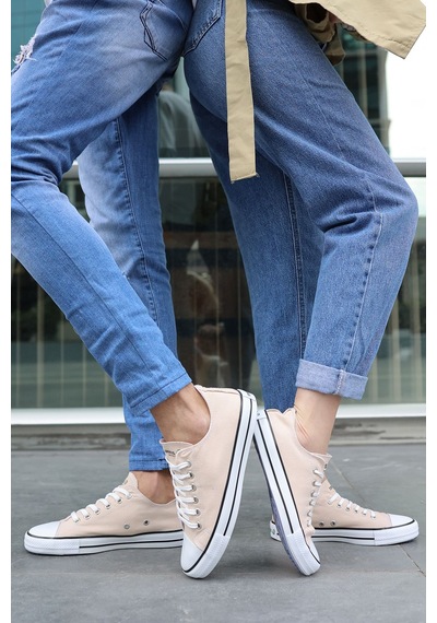N Moda Unisex Keten Ayakkabı Spor Ayakkabı Günlük Sneakers Kısa Krem