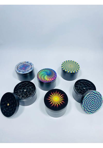 Tobaccoturk724 Optik İlizyon Desenli Metal 4 Parça Grinder Tütün Öğütücü 63 MM