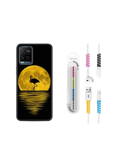 Vivo V21E Kılıf Kablo Koruyuculu Ay Ve Flamingo 1775