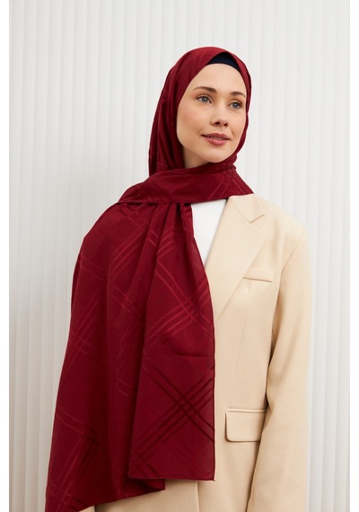 Mirsoy Scarf Aura Desen Pamuk Jakar Şal Bordo