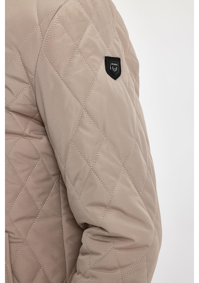 Sivaist Erkek Krem Standart Fit Normal Kesim Içi Kürklü Dik Yaka Çıtçıtlı Dolgulu Desenli Overcoat-Krem