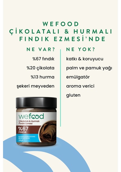 Çikolatalı Hurmalı Fındık Ezmesi Katkısız 200 Gr