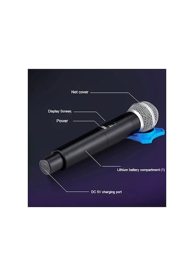 Çift Elçik Profesyonel Kablosuz Mikrofon Taşınabilir Mini Alıcı Için 6.35mm Jak