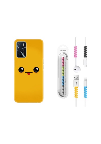 Oppo A16 Kılıf Kablo Koruyuculu Yellow Sweet 1817