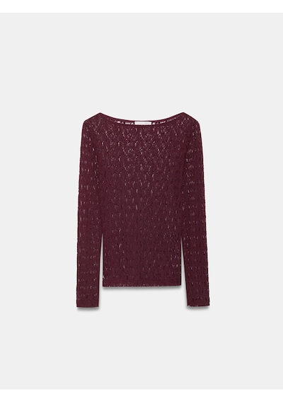 Dilvin 32763 Kayık Yaka Dantel Top-bordo