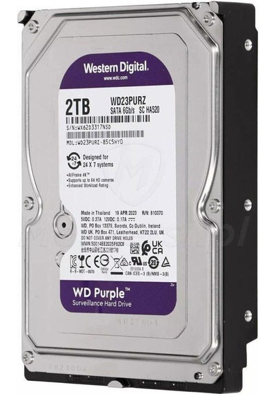 Wd Purple Wd22purz 3.5" 2tb 256mb 5400 Rpm 7/24 Güvenlik Hdd