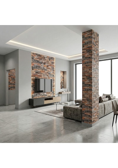 Brano 70x77 Cm Kendinden Yapışkanlı Kabartmalı, Kiremit Desenli Duvar Kaplama Z151-12