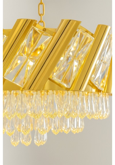 Firuze Model Gold Kaplama Şık Taşlı Salon Antre Oturma Misafir Odası Modern Avize Gold