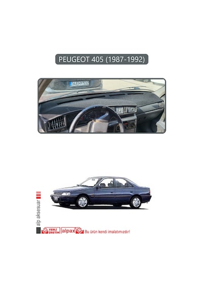Peugeot 405 1987-1992 Torpido Koruma Halısı Gri Kenar