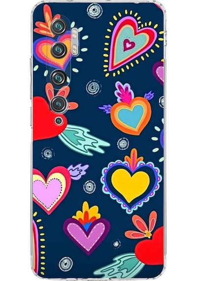 Xiaomi Mi Note 10 İle Uyumlu Retro Color 3 Kamera Korumalı Şeffaf Kılıf Şeffaf