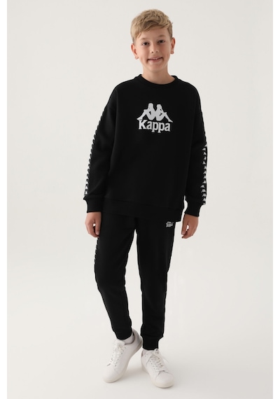 Kappa Siyah Bisiklet Yaka Kol Baskı Detay Erkek Çocuk Sweatshirt Siyah