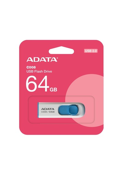 Adata C008-64gb 64gb Usb2.0 Classic White + Blue Flash Bellek
