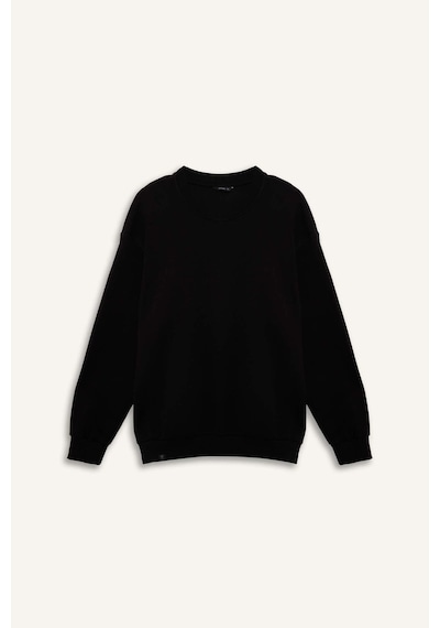 Defacto Boxy Fıt Bisiklet Yaka Pike Sweatshirt H1001ax26spbk81 Siyah-bk81