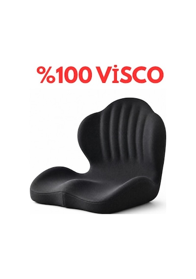%100 Visko 5d Tasarım Bel Ve Oturma Minderi, Viskoelastik, Siyah, Araba Ve Ofis Koltuğu İçin