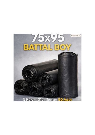 Battal Boy Çöp Poşeti 75 95 Cm 10 Lu 5 Paket Toplam 50 Adet
