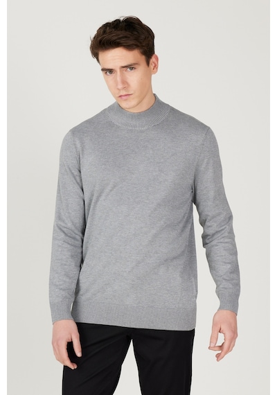 AC&Co / Altınyıldız Classics Standart Fit Normal Kesim Yarım Balıkçı Yaka Triko Erkek Kazak - Gri Melanj AC&Co / Altınyıldız Classics Standart Fit Normal Kesim Yarım Balıkçı Yaka Triko Erkek Kazak - Gri Melanj