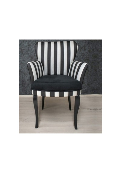 Çay Seti Koltuk Kollu Tekli Berjer Zebra Desen Siyah Beyaz Salon Kafe Balkon Bahçe Otel Ofis Siyah