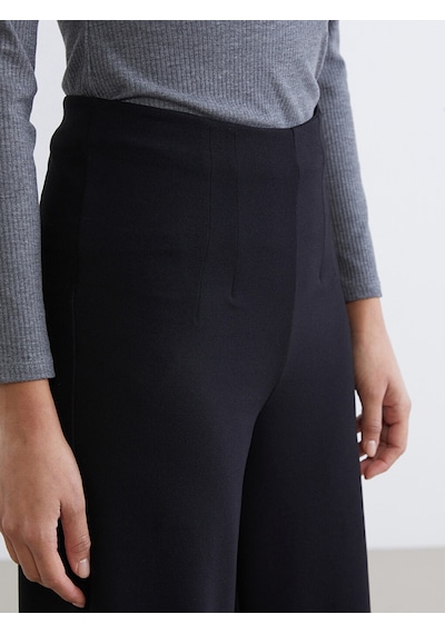 Lcw Modest Siyah Beli Fermuarlı Geniş Paça Kadın Pantolon