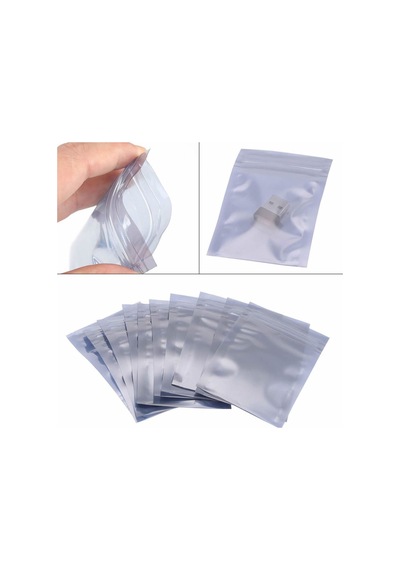 Kilitli Antistatik Poşet 13x18cm 100 Adet Şeffaf Su Toz Geçirmez Koruyucu Esd Metalize Torba