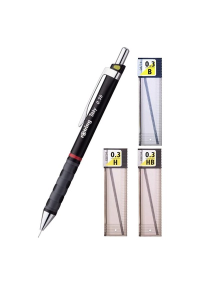 0.3 / 3.5 Mm Tikky Uçlu Kalem Siyah Renk 1 Adet Tombow H - B - Hb Dereceli Uç Teknik Çizim Kalemi 3 Adet Siyah