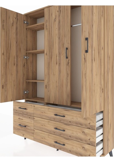 Arges Dolap 5 Raflı 5 Çekmeceli Tek Askılı 132x30x195 Çam-çam/çam Atlas Çam/atlas Çam Arges Dolap 5 Raflı 5 Çekmeceli Tek Askılı 132x30x195 Çam-çam/çam Atlas Çam/atlas Çam