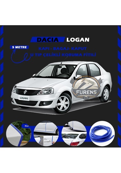Dacia Logan Oto Araç Kapı Koruma Fitili 5metre Parlak Mavi Renk
