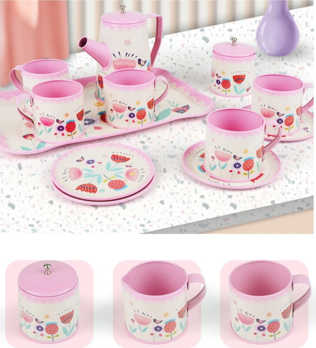 Çiçek Desenli Metal Çay Seti 12 Parça Çocuklar İçin Renkli Oyun Çay Servis Takımı - Pembe Çay Seti Oyuncak Çiçek Desenli Metal Çay Seti 12 Parça Çocuklar İçin Renkli Oyun Çay Servis Takımı - Pembe Çay Seti Oyuncak