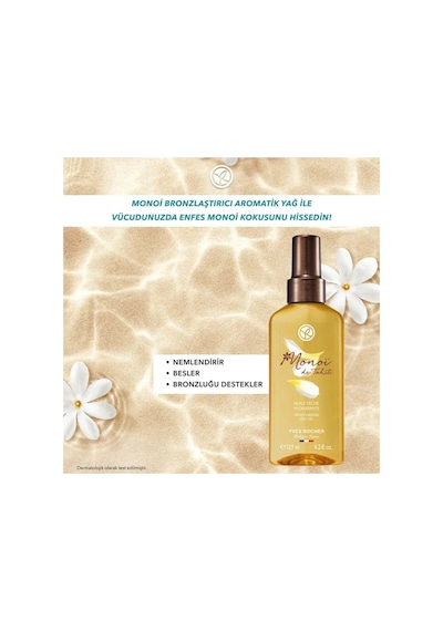 Monoi De Tahiti Saf Özlü Bronzlaştırıcı Nemlendirici Aromatik Kuru Vücut Yağı 125 Ml