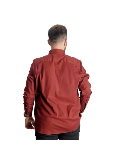 Mode Xl Büyük Beden Gömlek Gabardin Çift Cep Kapaklı 20360 Bordo Bordo