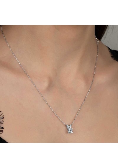 Swarovski Taşlı Gümüş Tektaş Kadın Kolye (522217260)