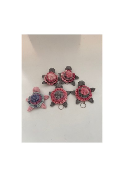 Amigurumi Örgü Kaplumbağa Anahtarlık - - El Yapımı Tasarım Pembe Pembe