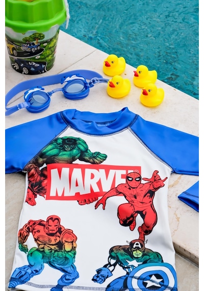 Mayom Erkek Çocuk Uzun Kollu Şortlu Marvel Baskılı Alt Üst Takım-beyaz-mavi Beyaz - Mavi Mayom Erkek Çocuk Uzun Kollu Şortlu Marvel Baskılı Alt Üst Takım-beyaz-mavi Beyaz - Mavi
