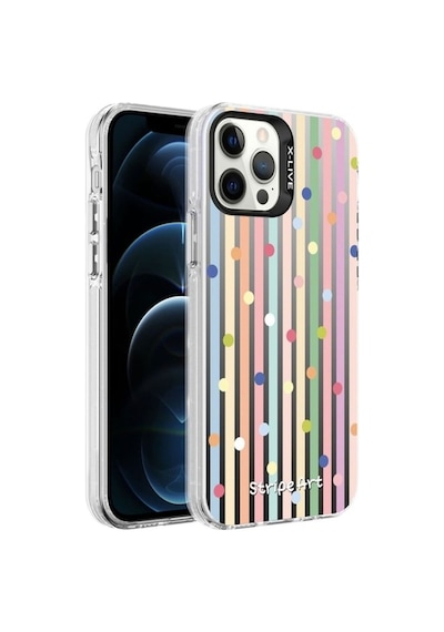 Apple Uyumlu iPhone 12 Pro Kılıf Desenli Zore Silver Sert Kapak Noktalar