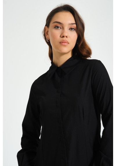 Mizalle Basic Poplin Siyah Gömlek Siyah