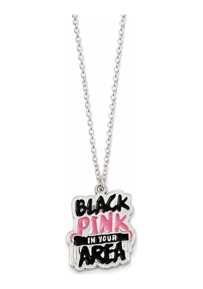 Blackpink In Your Area Yazılı Pembe Siyah Kadın Kolye Hediye Takı Aksesuar Çok renkli
