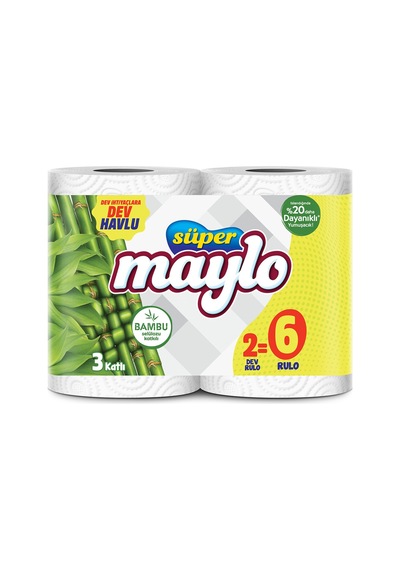 Süper Maylo Bambu Katkılı Dev Havlu 2 6 Rulo - 7 Adet Tarı