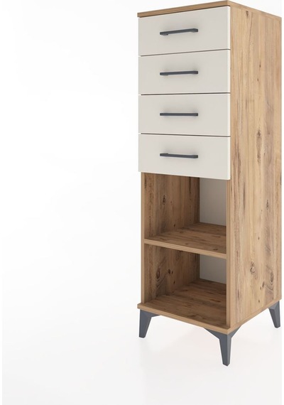 Hyperion Dolap Tek Raflı 4 Çekmeceli 44x44x134 Çam-aytaşı Atlas Çam