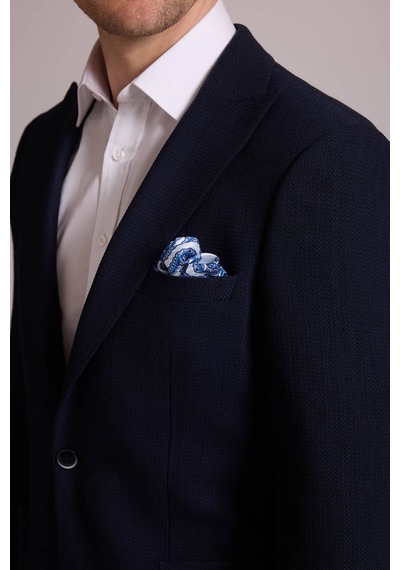 Erkek Lacivert Slim Fit Sivri Yaka Takım Elbise